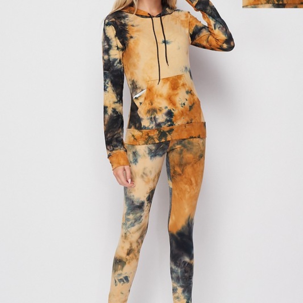 Women TieDye Brown Hoodie & Legging Set 2-pc